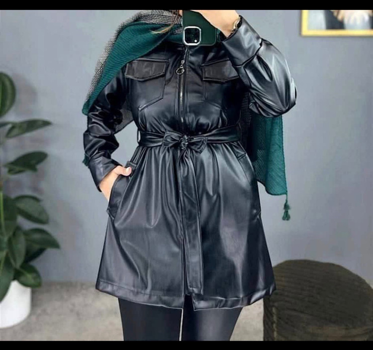 کاپشن چرم تیرکمونی کوتاه