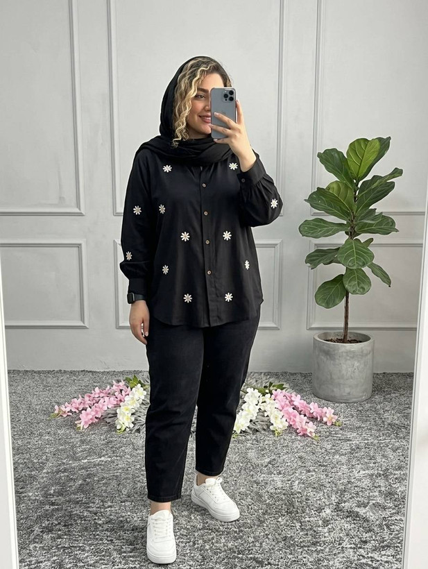 شومیز گل لنین نچرال رنگبندی