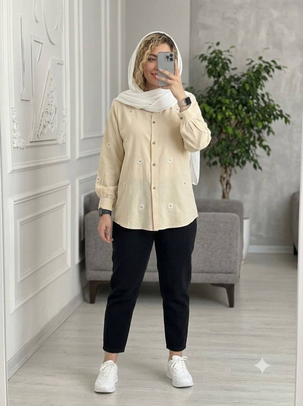 شومیز گل لنین نچرال رنگبندی