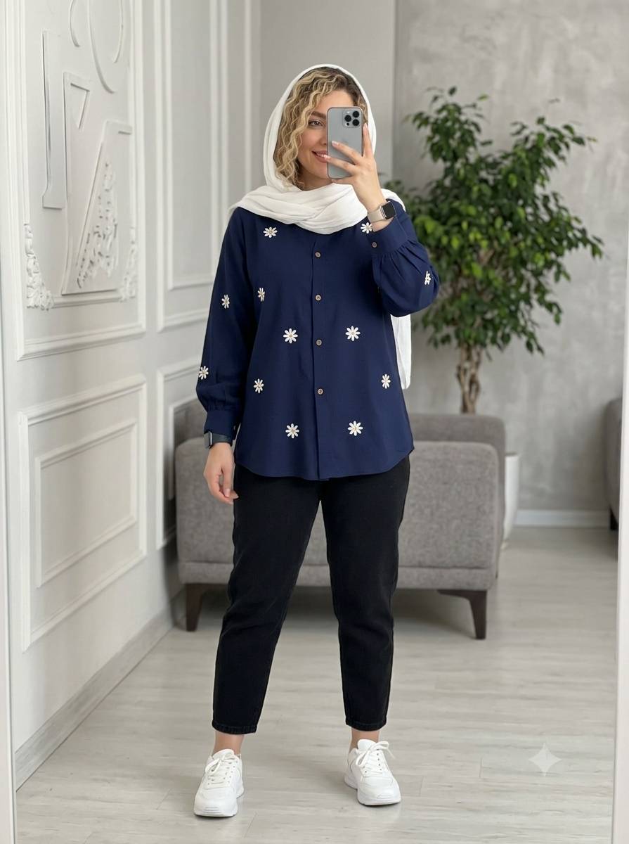 شومیز گل لنین نچرال رنگبندی